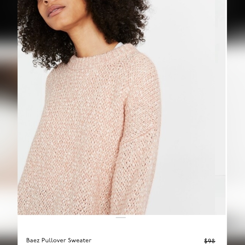 Madewell Baez Marled Pink Pullover Sweater